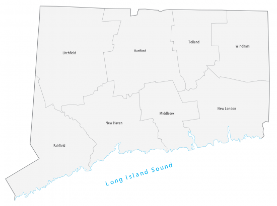 Connecticut County Map With Cities