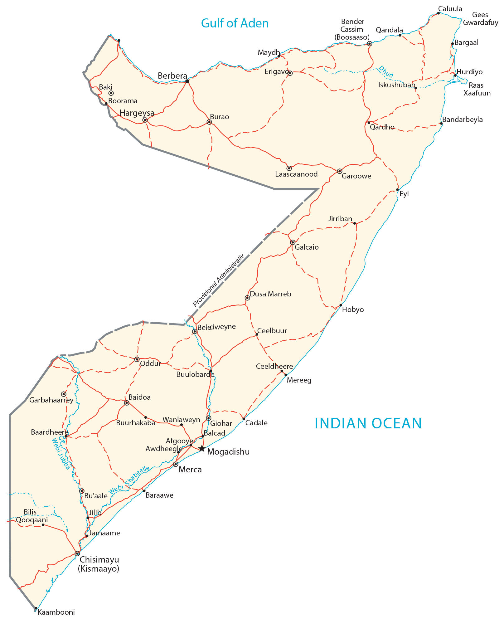 Somalia Map Cities And Roads GIS Geography