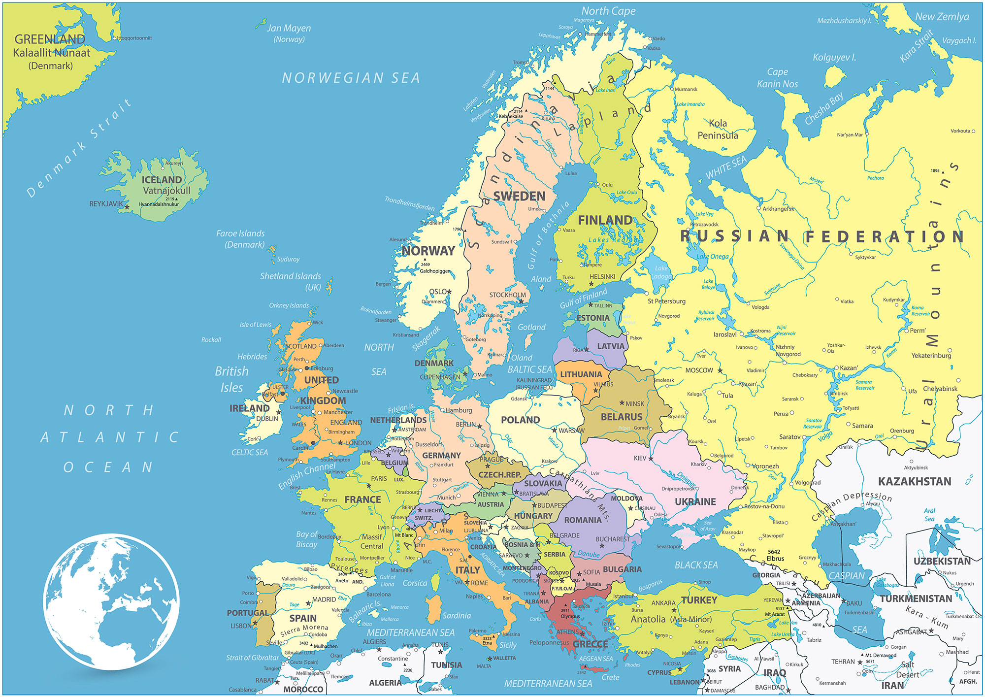 Labeled Map Of Europe Countries Ronna Chrystel
