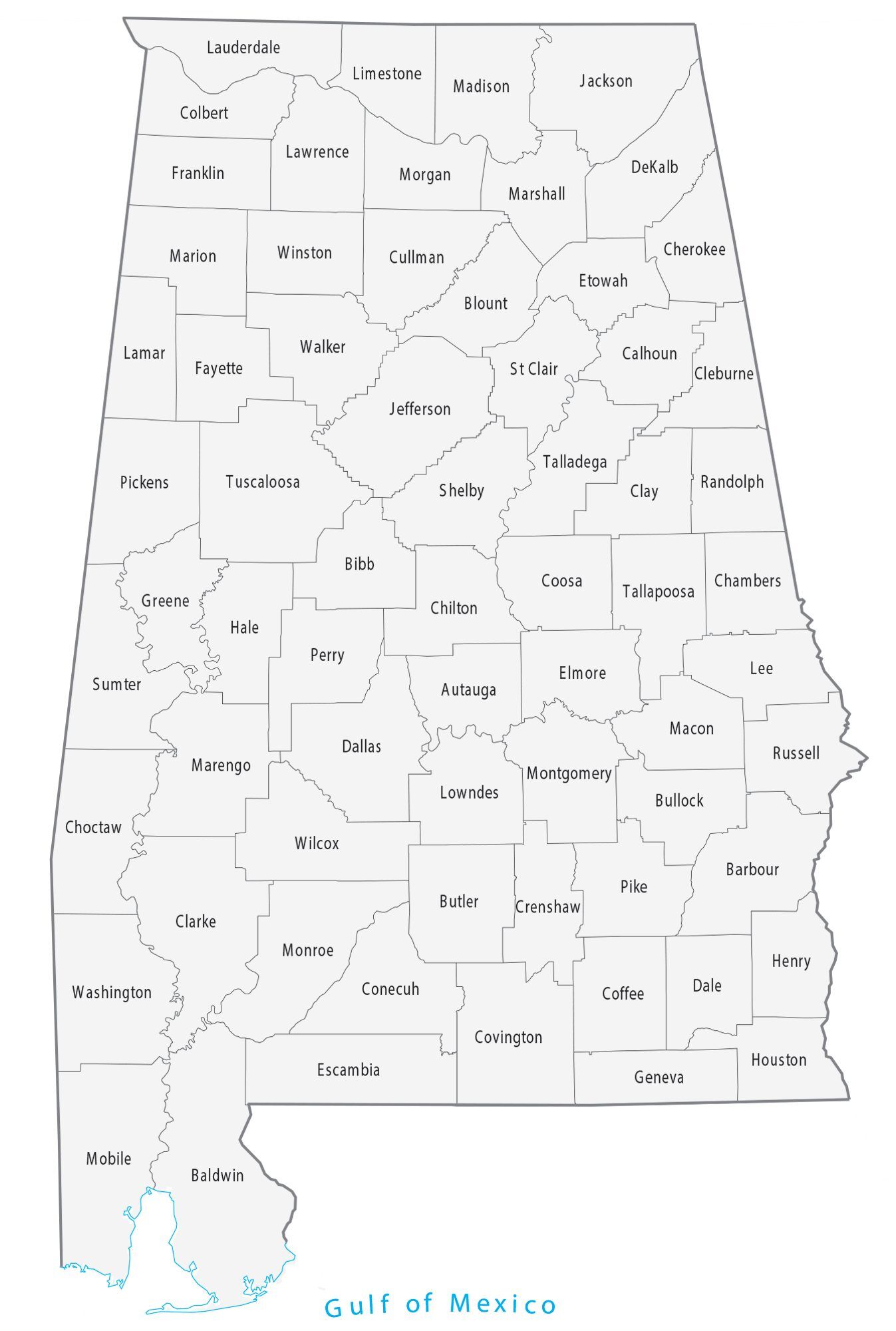 Alabama County Map - GIS Geography