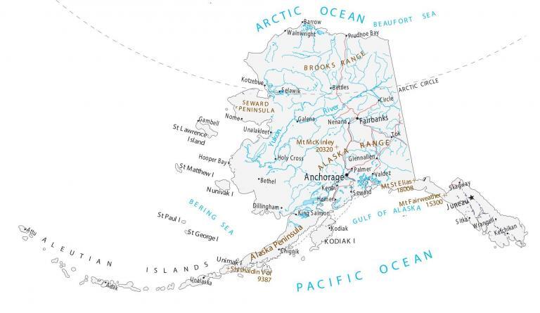 Map of Alaska – Cities and Roads