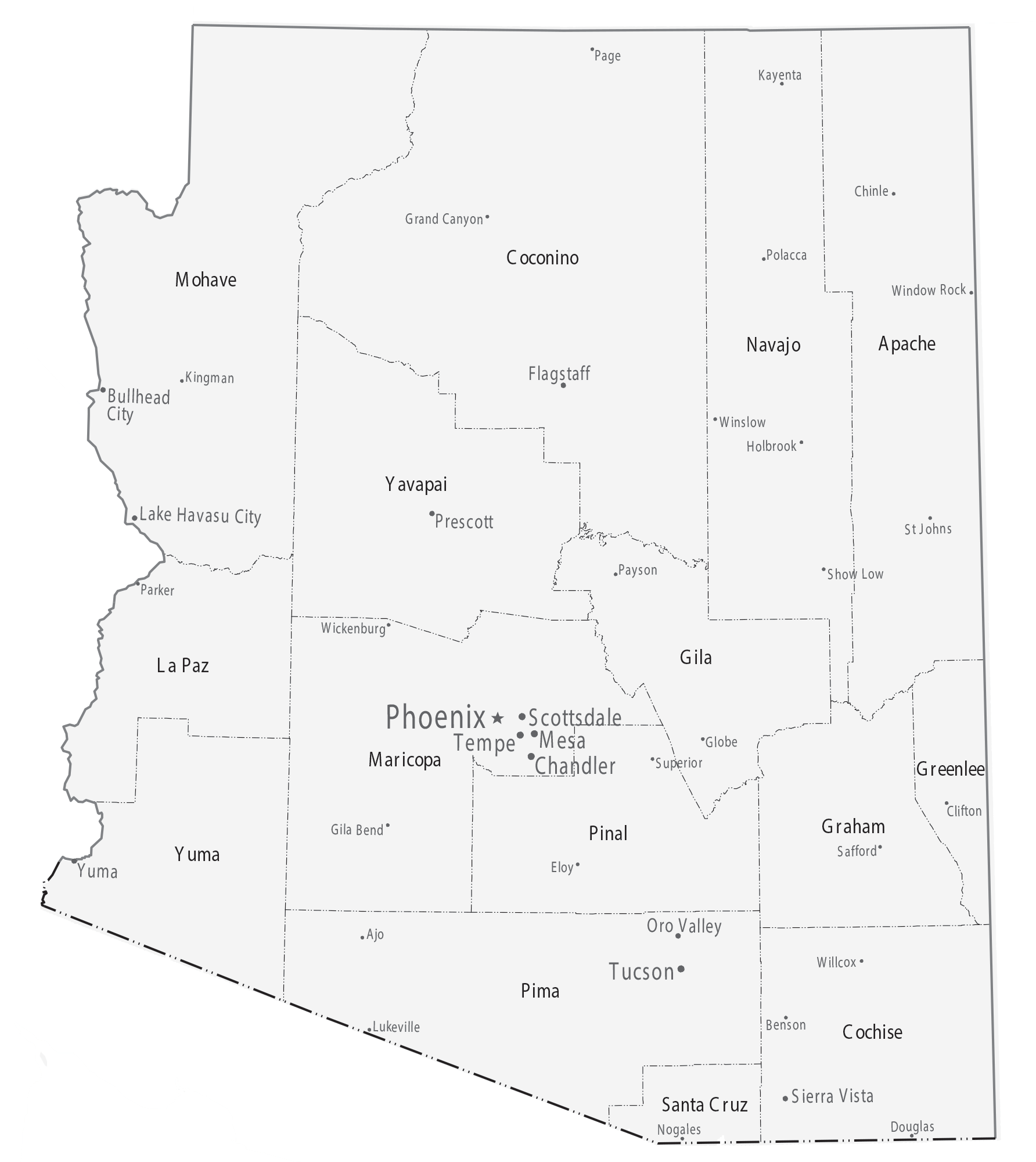 Counties In Arizona Map Arizona County Map   GIS Geography