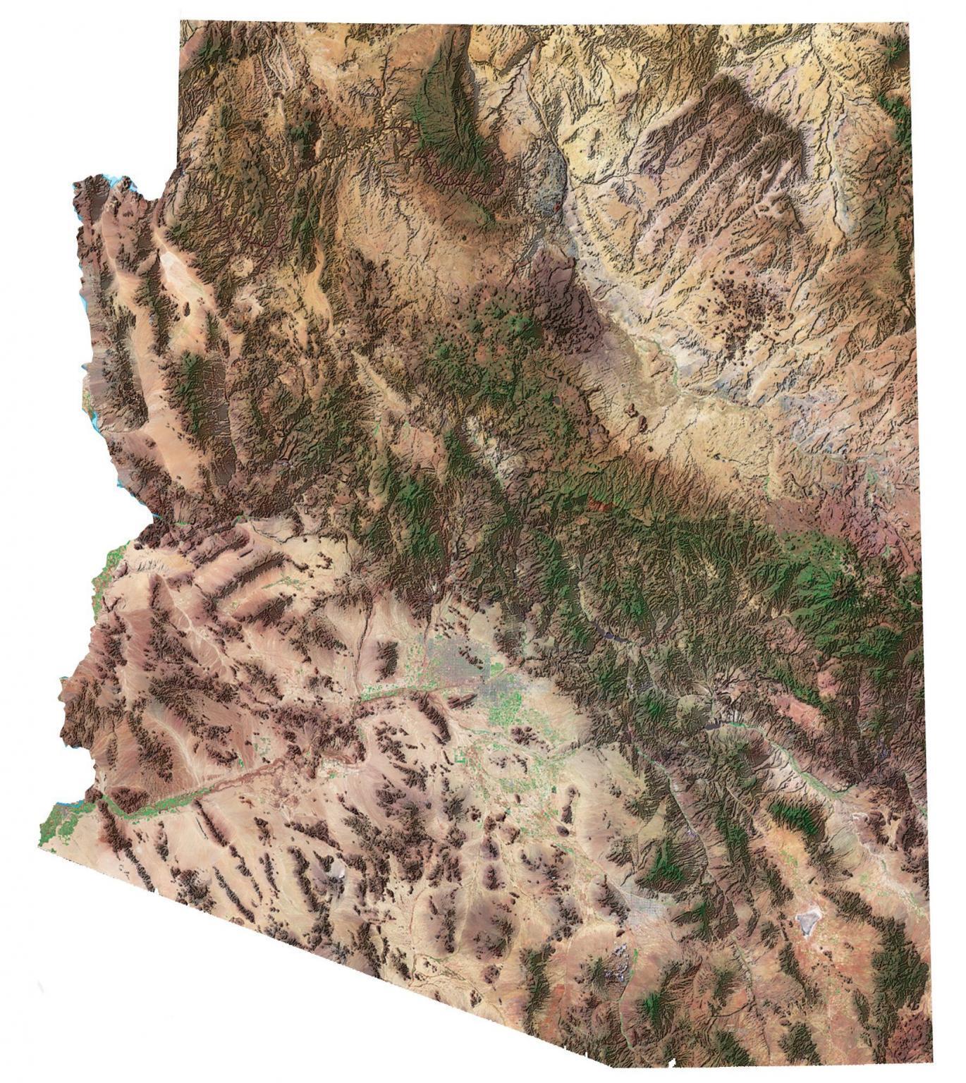 Arizona State Map - Places and Landmarks - GIS Geography