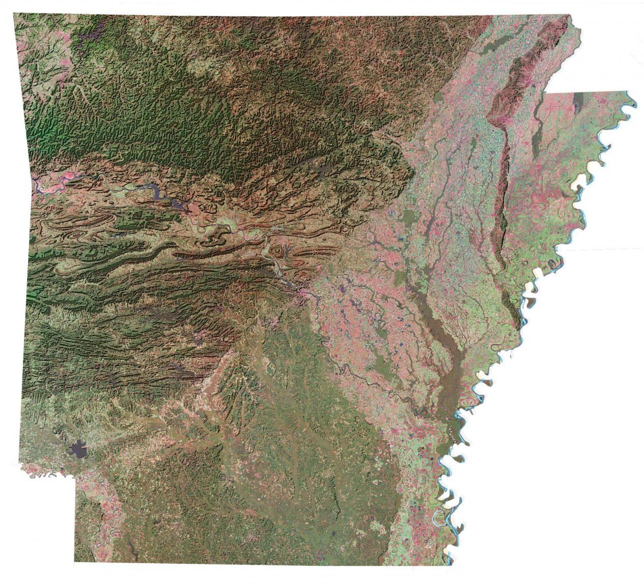 Arkansas Satellite Map 1265x1147 