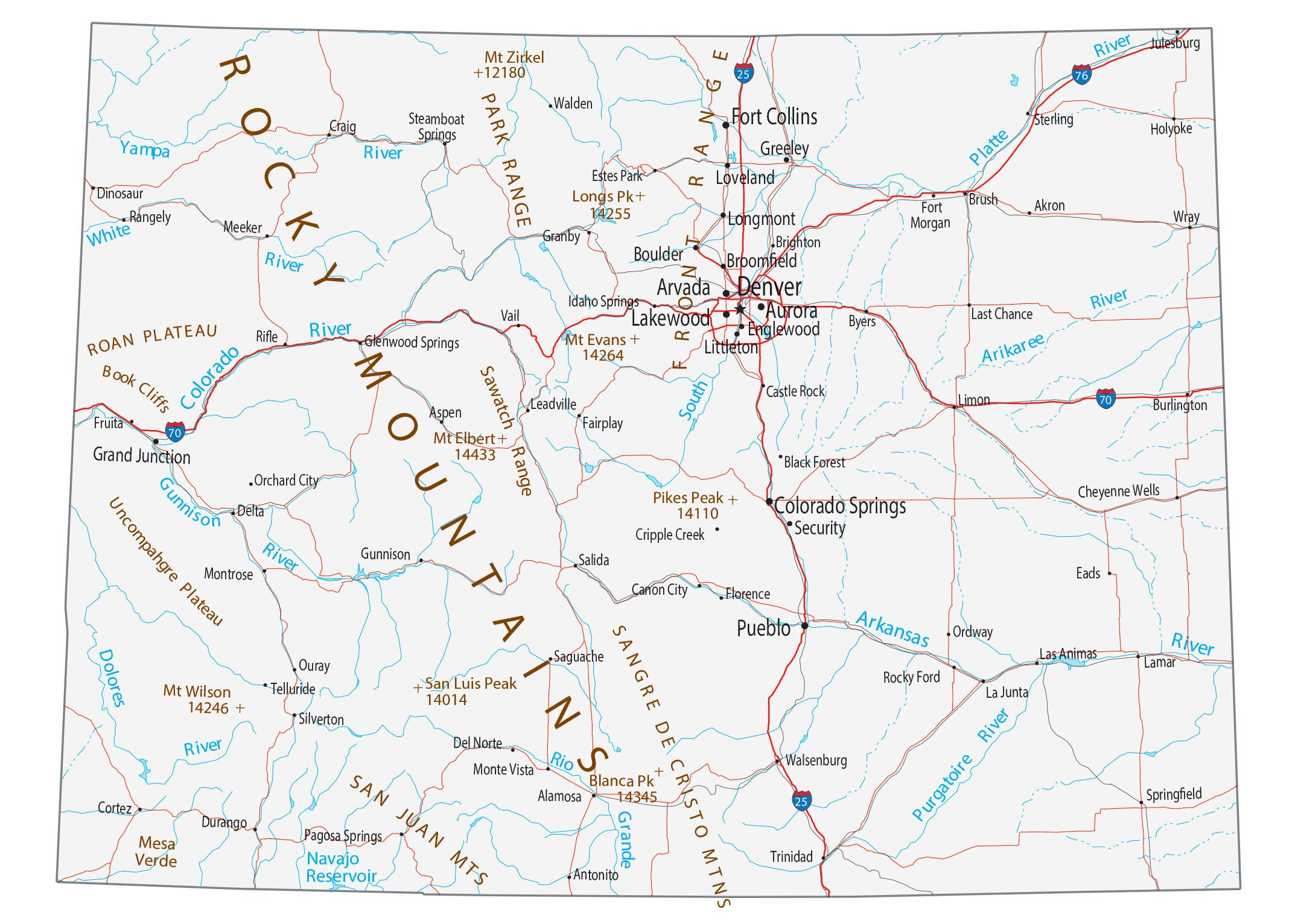 Large Map Of Colorado Springs Map Of Colorado - Cities And Roads - Gis Geography