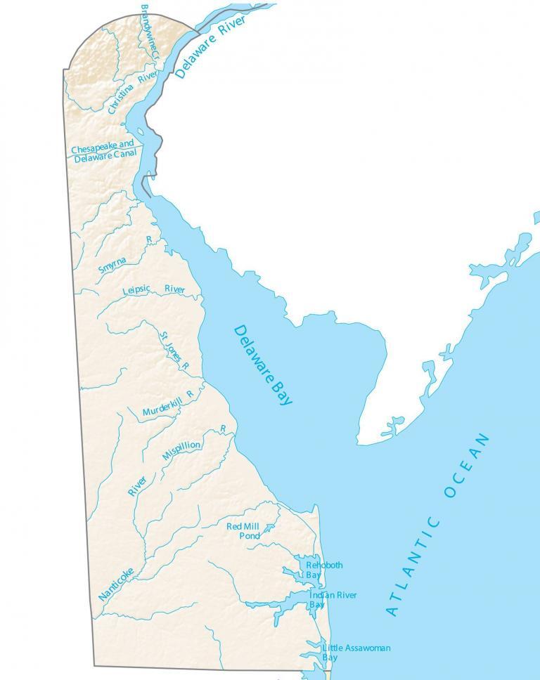 Delaware Lakes and Rivers Map