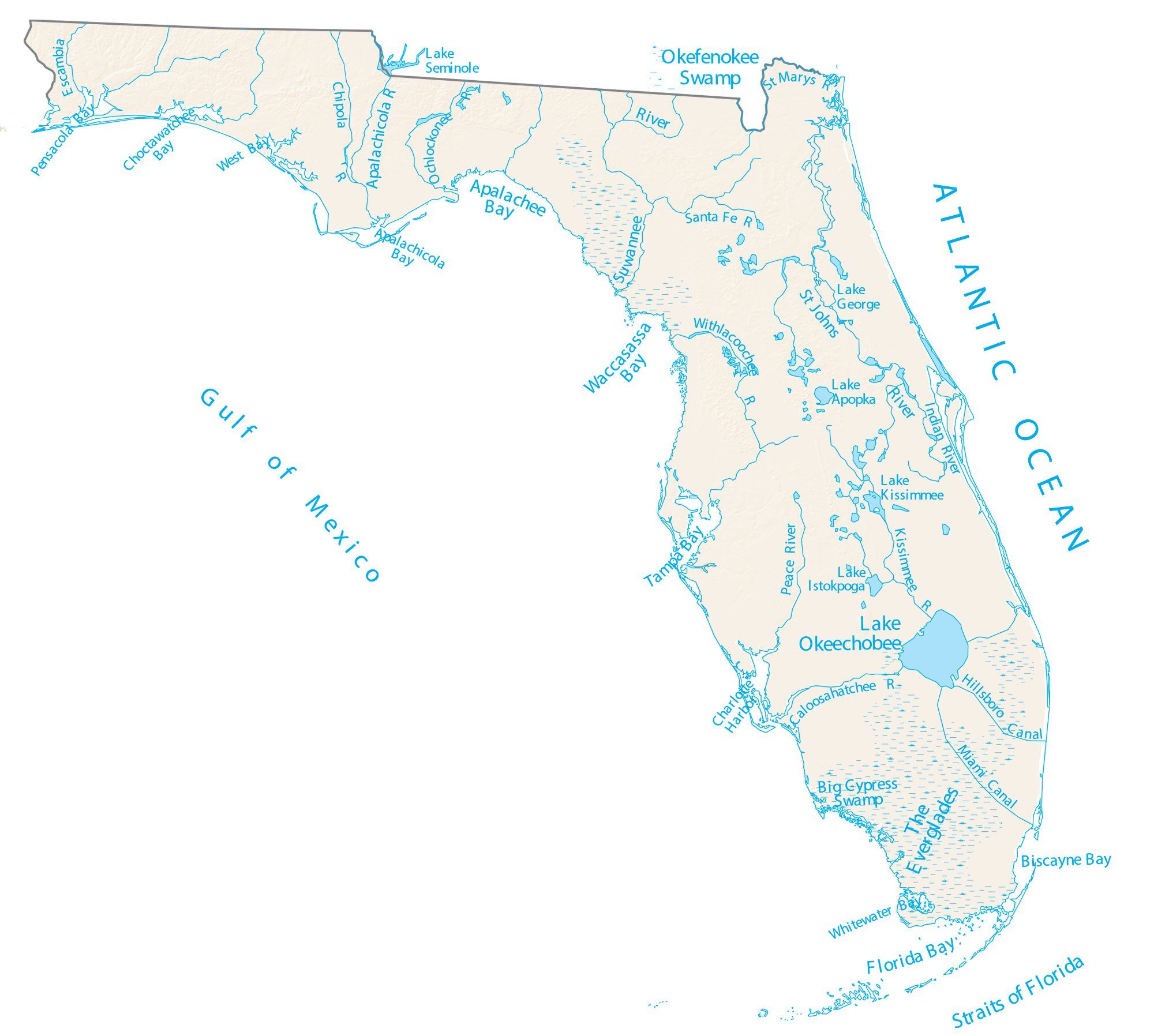 florida lakes and rivers map gis geography