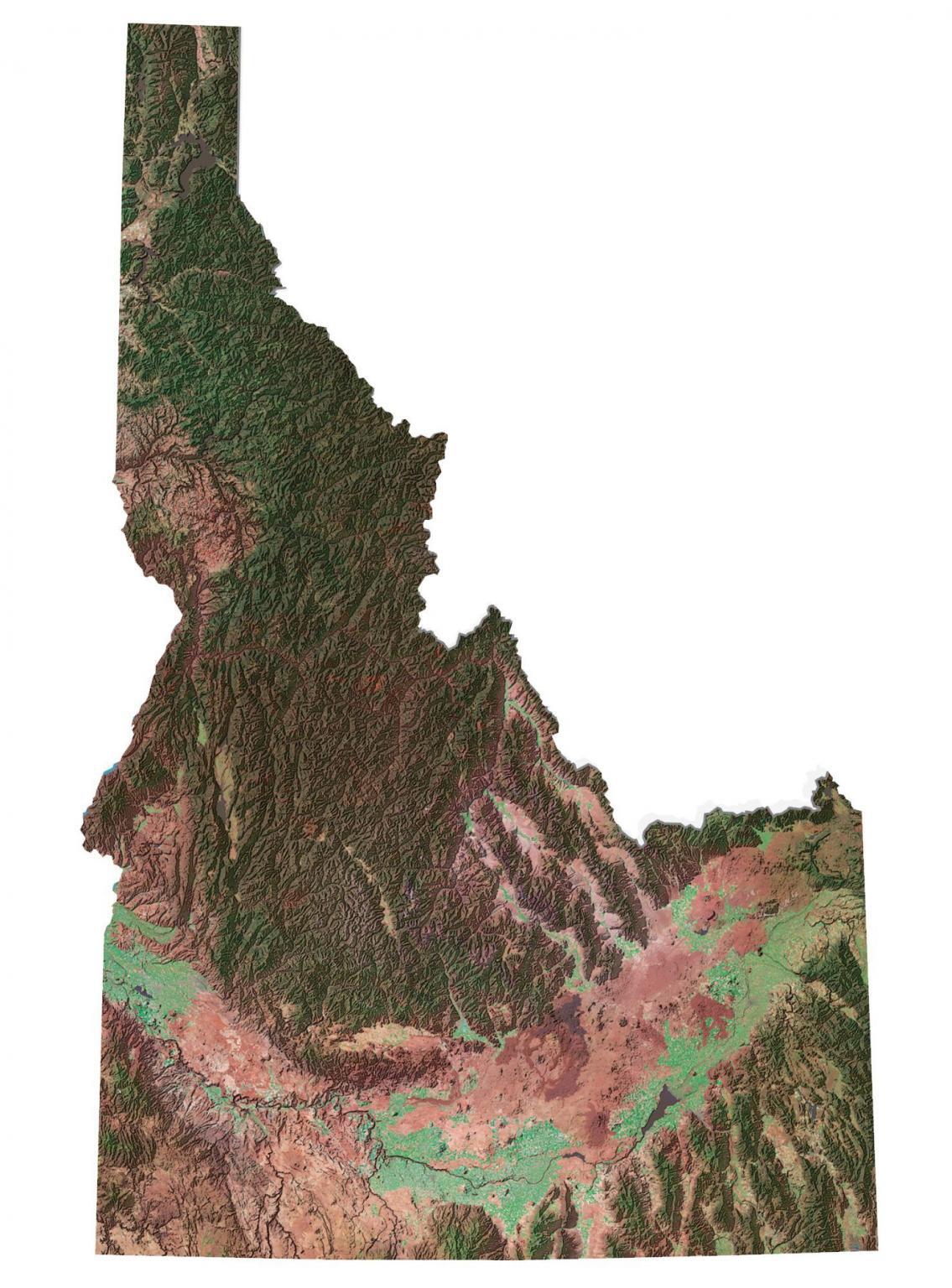 Idaho Satellite Map 1135x1536 