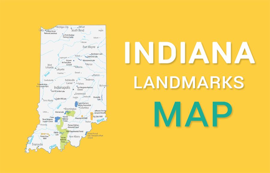 Indiana State Map - Places and Landmarks - GIS Geography