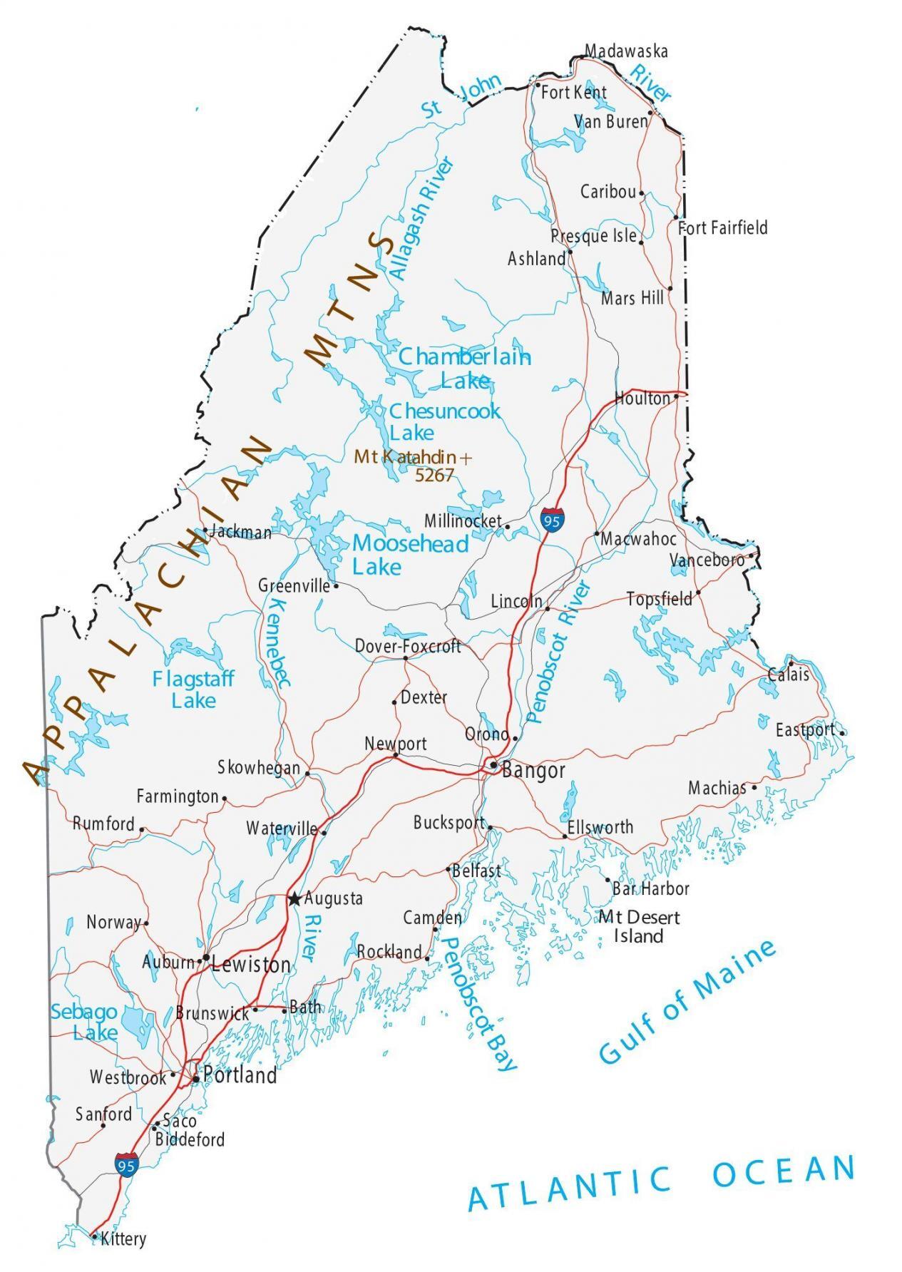 Map of Maine - Cities and Roads - GIS Geography