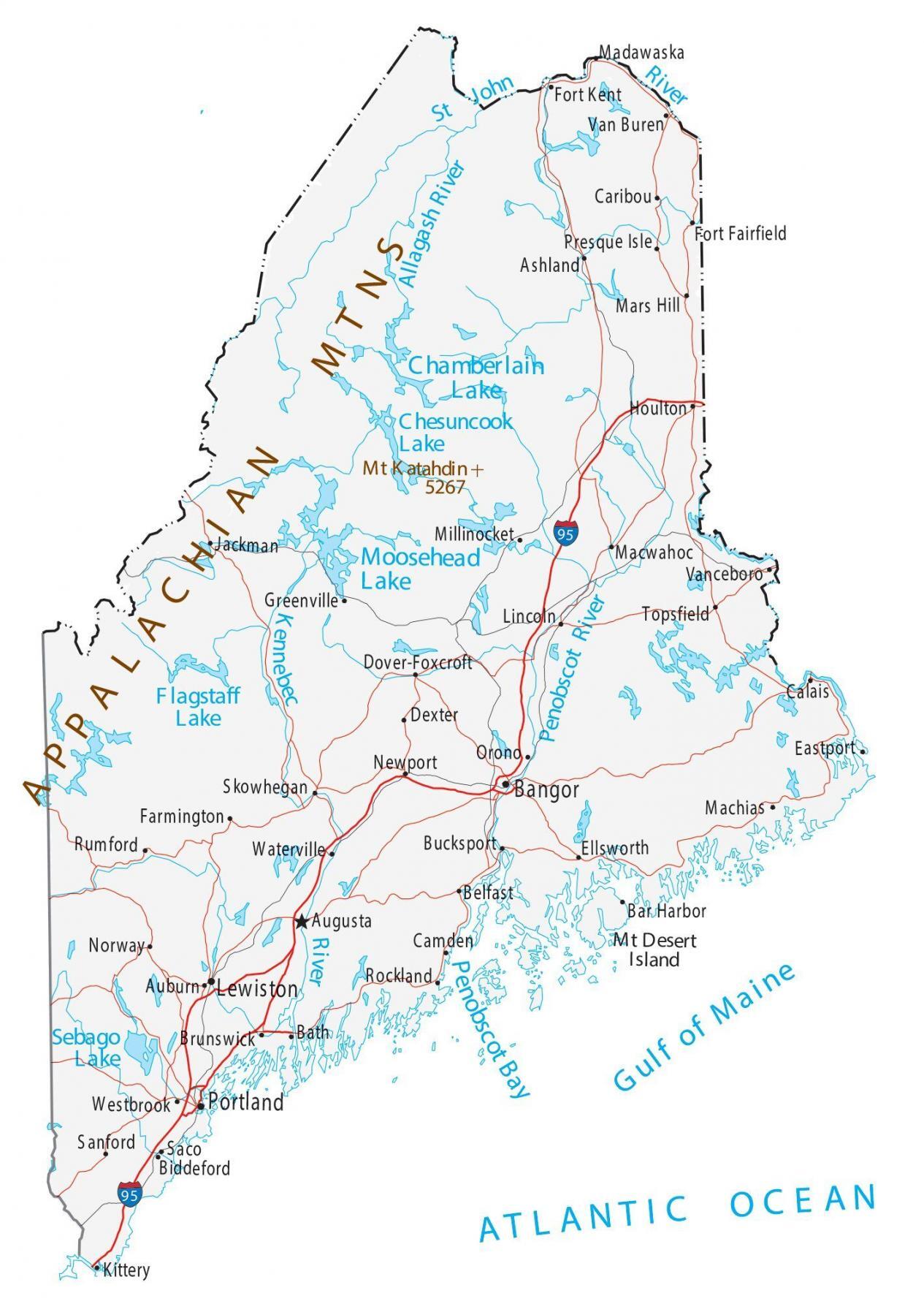 Map Of Maine Towns Map of Maine   Cities and Roads   GIS Geography