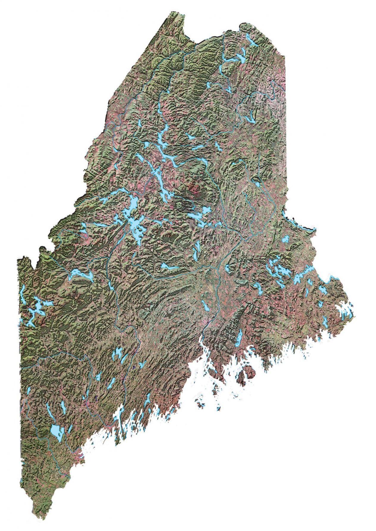 Maine Satellite Map 1265x1784 