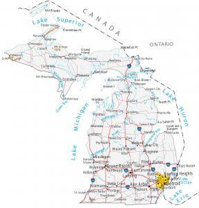 Map of Michigan – Cities and Roads