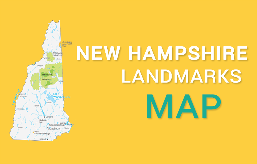 New Hampshire State Map - Places and Landmarks - GIS Geography