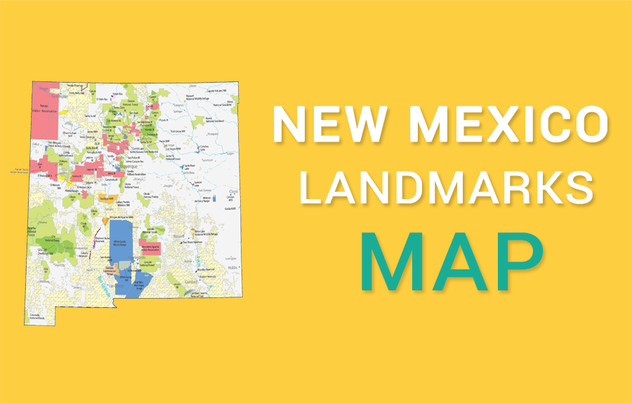 New Mexico State Map Places And Landmarks Gis Geography