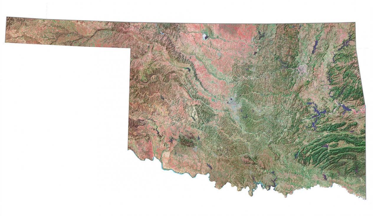 Map Of Oklahoma Cities And Roads GIS Geography   Oklahoma Satellite Map 1265x734 