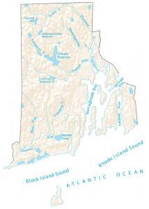 Rhode Island Lakes and Rivers Map