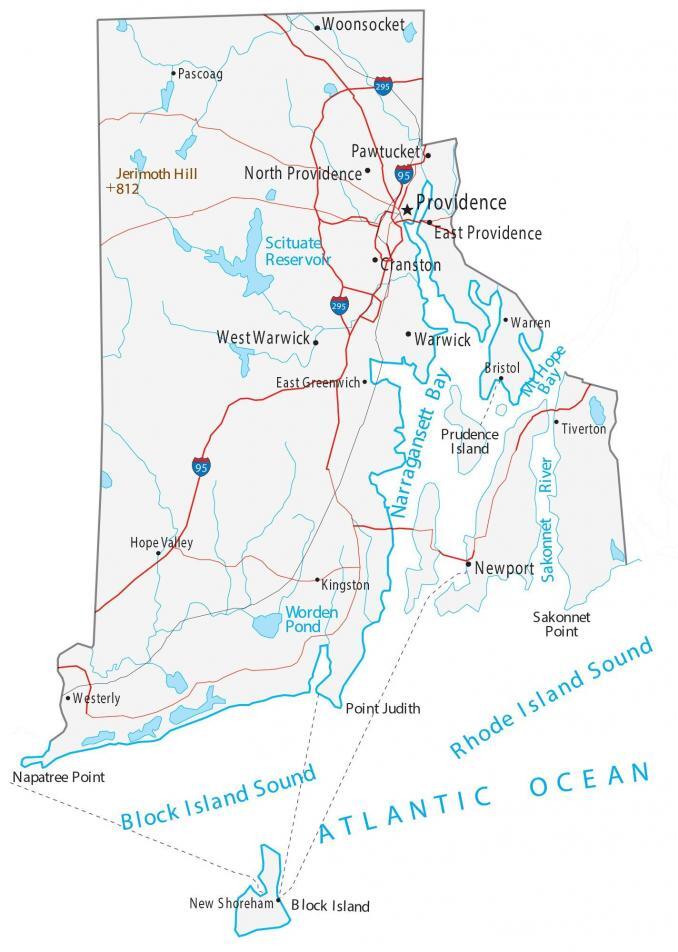 North Providence Ri Gis Map Of Rhode Island - Cities And Roads - Gis Geography