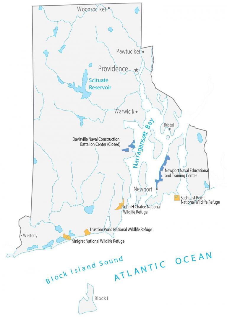 Rhode Island State Map – Places and Landmarks