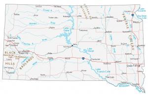 Map of South Dakota – Cities and Roads