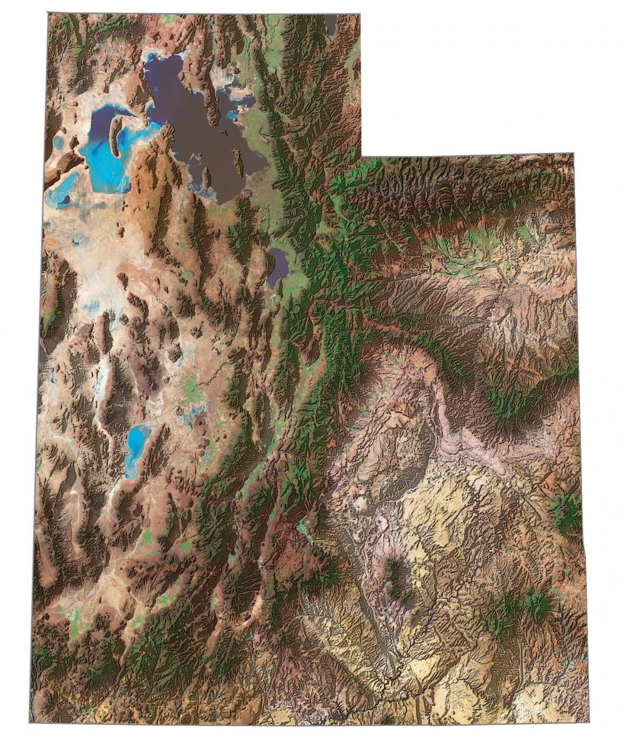 Utah Satellite Map 1265x1494 