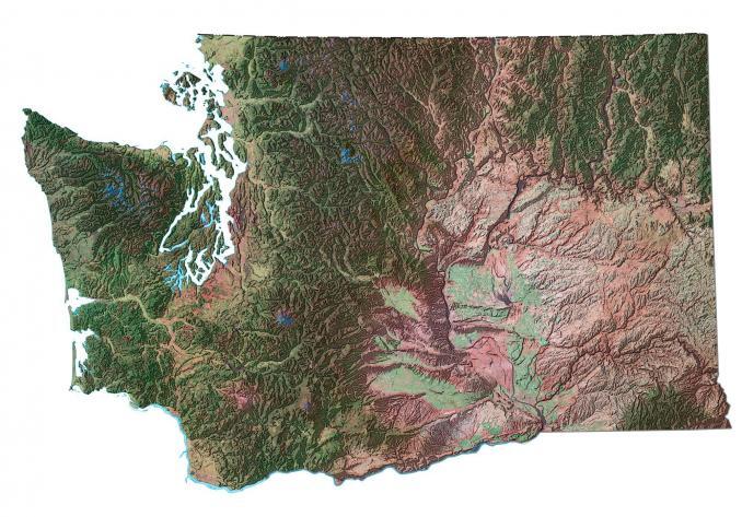 Washington Lakes And Rivers Map GIS Geography   Washington Satellite Map 678x473 