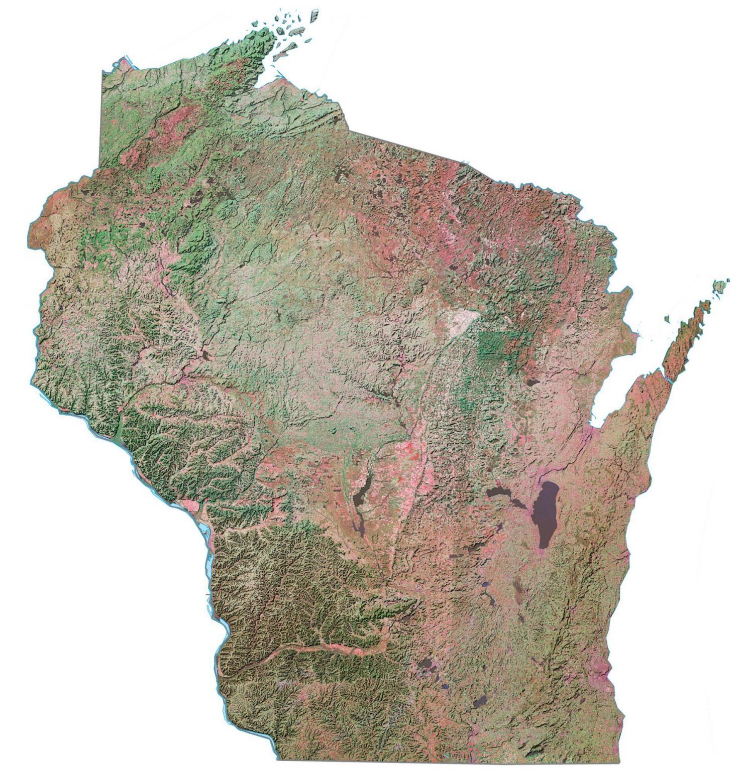 Wisconsin Satellite Map 1481x1536 