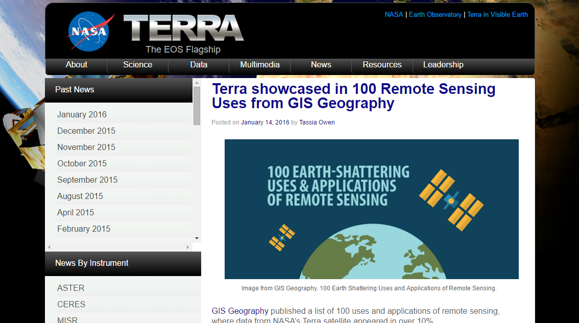 NASA Terra Website