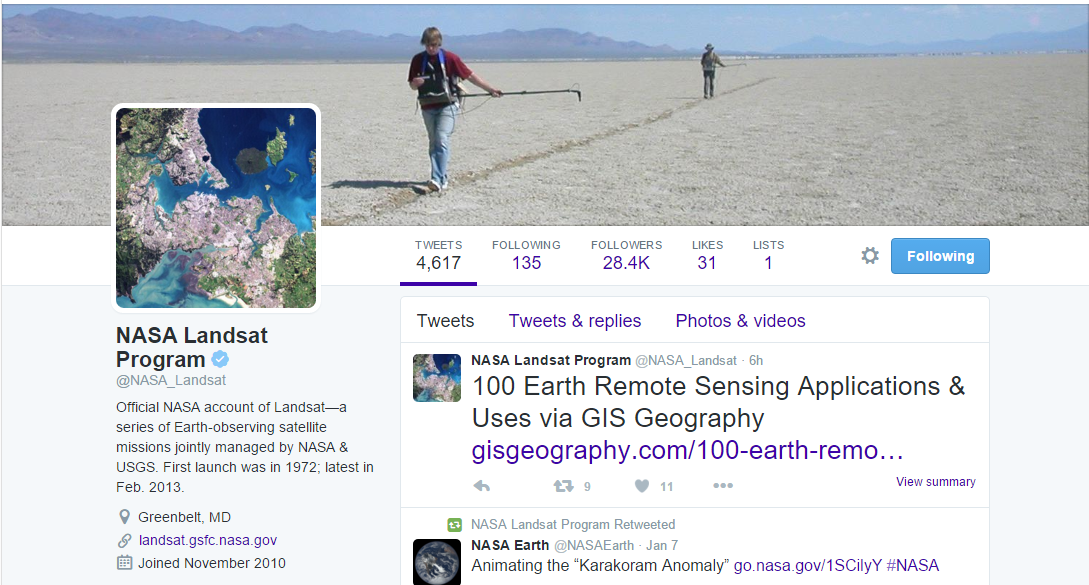 NASA Landsat Twitter