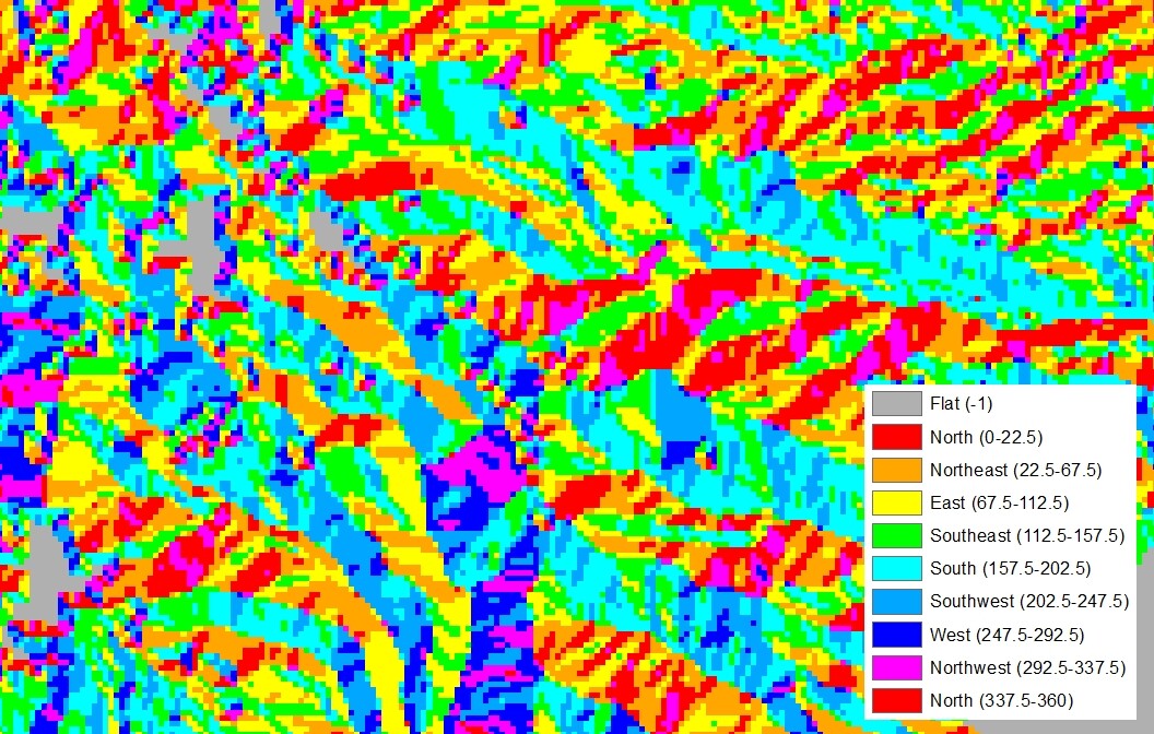 Aspect Maps How Do You Find Out The Aspect Of A Slope GIS Geography   Aspect 