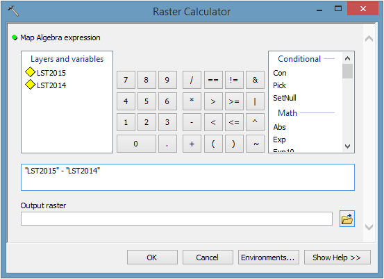 arcmap raster calculator