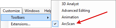 ArcScan Toolbar Menu