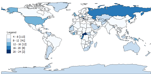 Equal Intervals Choropleth Map