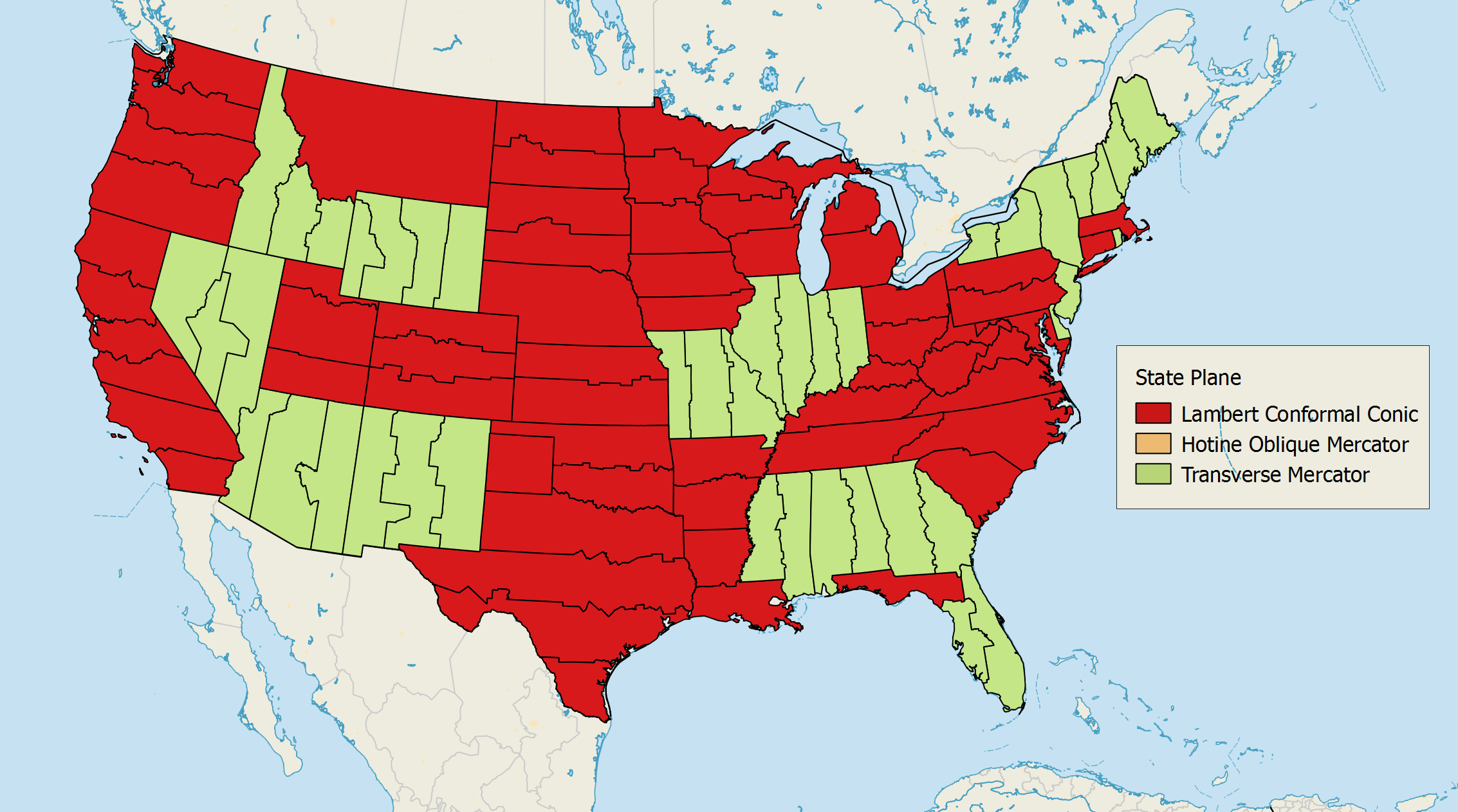 State Plane Coordinate System Map Projections 