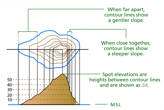 Steep Slope Topographic Map