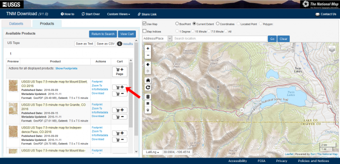 USGS TNM viewer add to cart