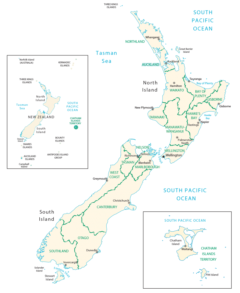 New Zealand Regions Map
