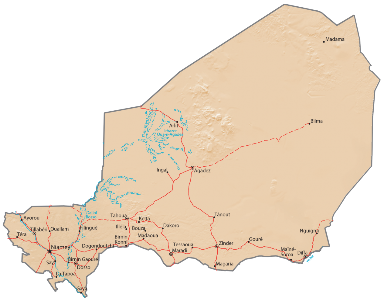 Niger Physical Map