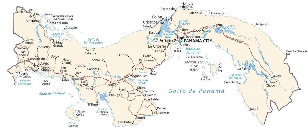 Map Of Panama Cities And Roads Gis Geography 4532