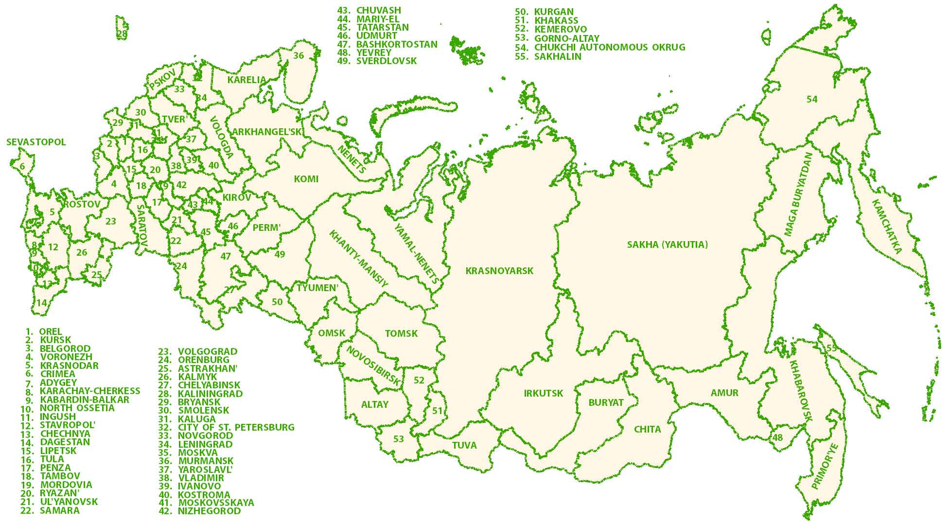 Russia Federal Map