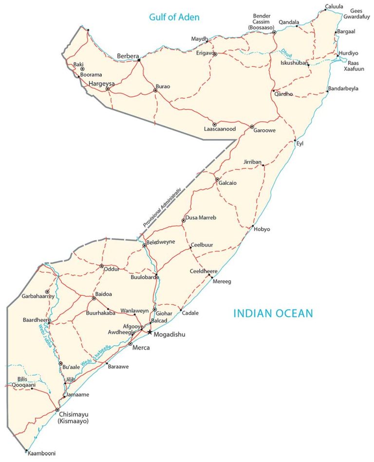 Somalia Map Cities And Roads GIS Geography   Somalia Map 768x950 