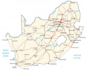 Map of South Africa – Cities and Roads