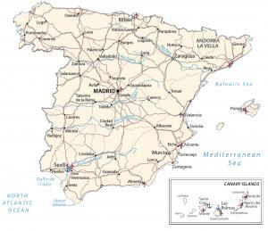 Map of Spain – Cities and Roads