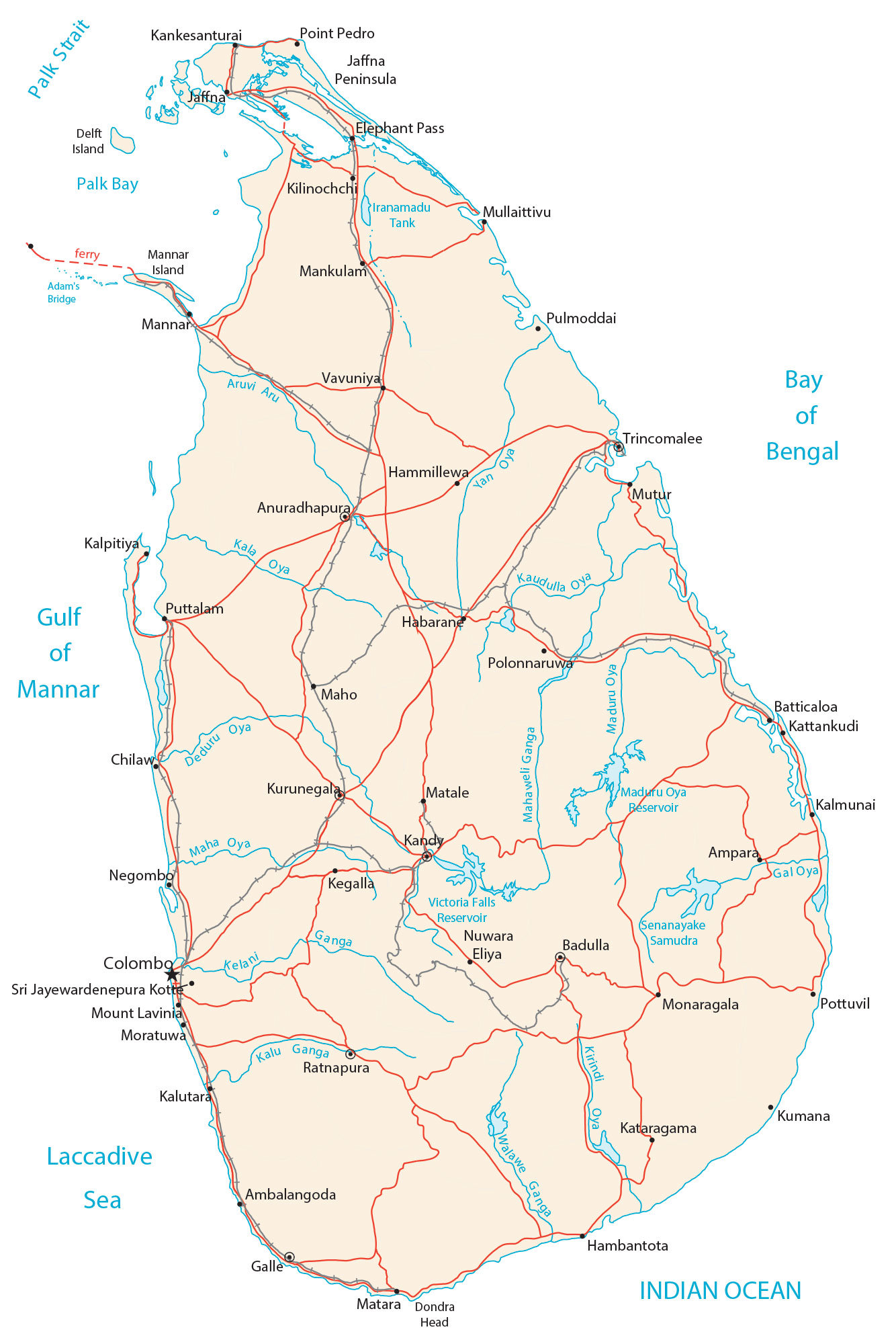 Sri Lanka Lake Map Sri Lanka Map - Gis Geography