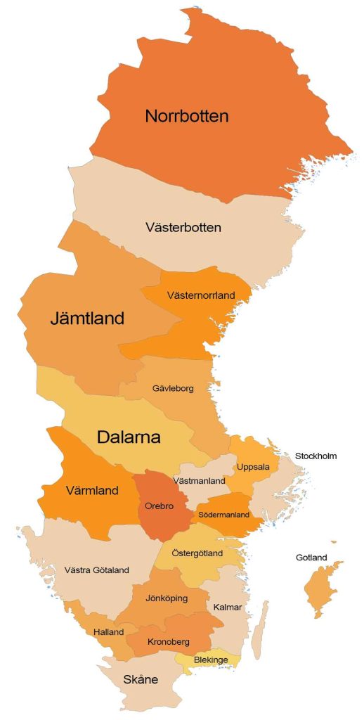 Sweden Counties Map
