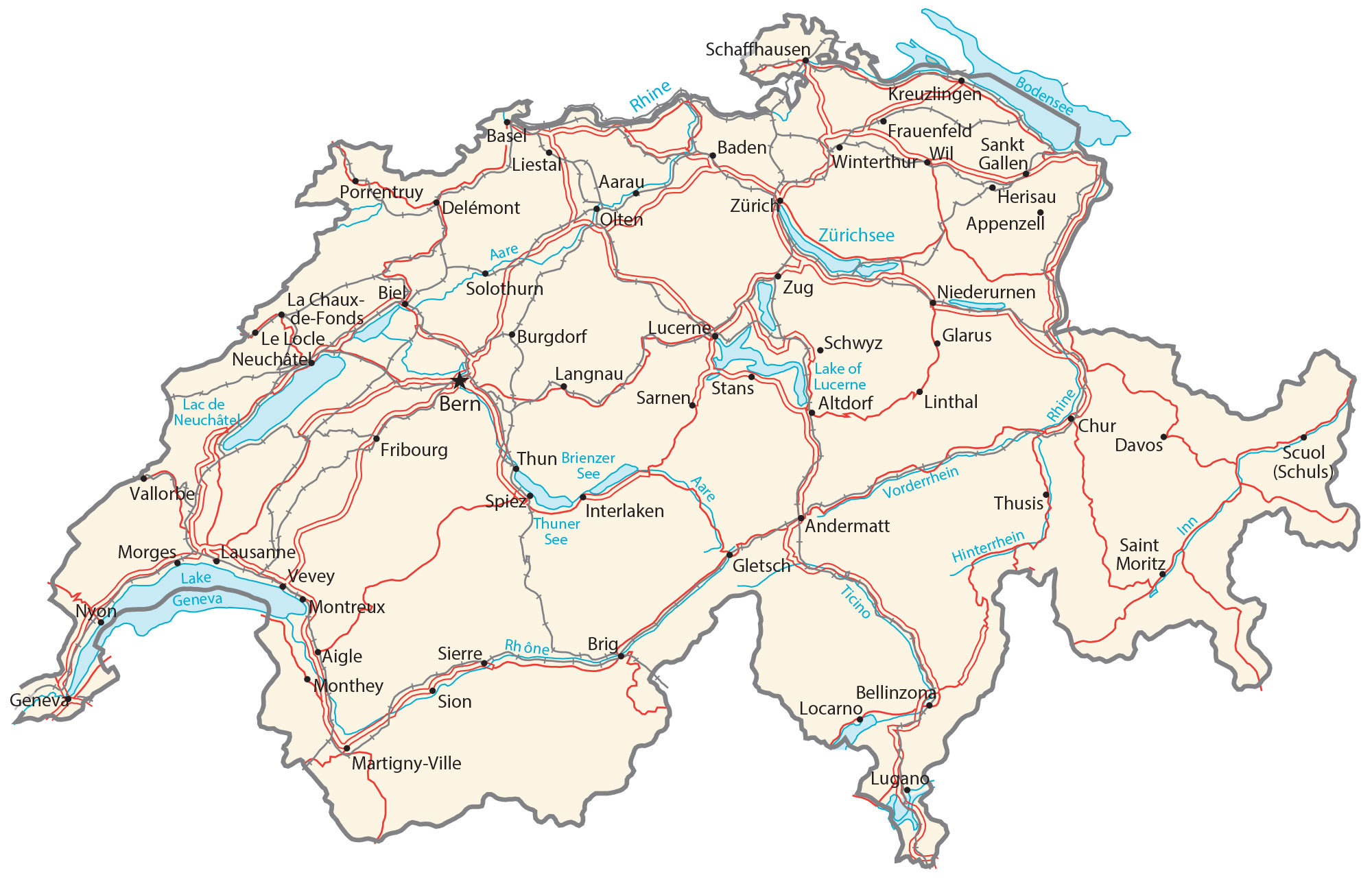 switzerland physical map