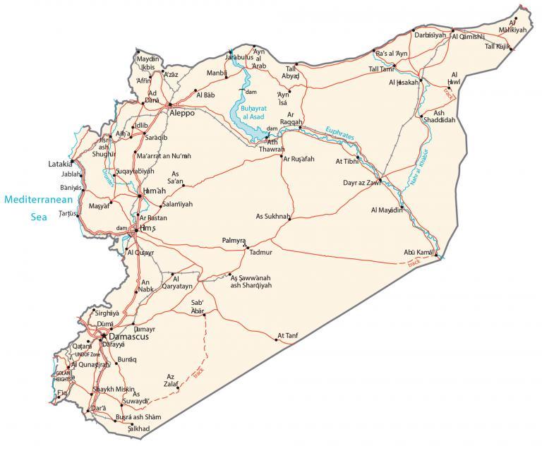 syrian desert location on world map