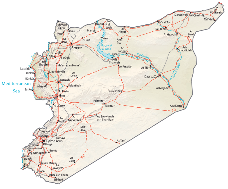 Syria Physical Map