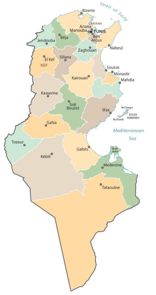 Tunisia Governorate Map