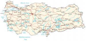 Map of Turkey – Cities and Roads